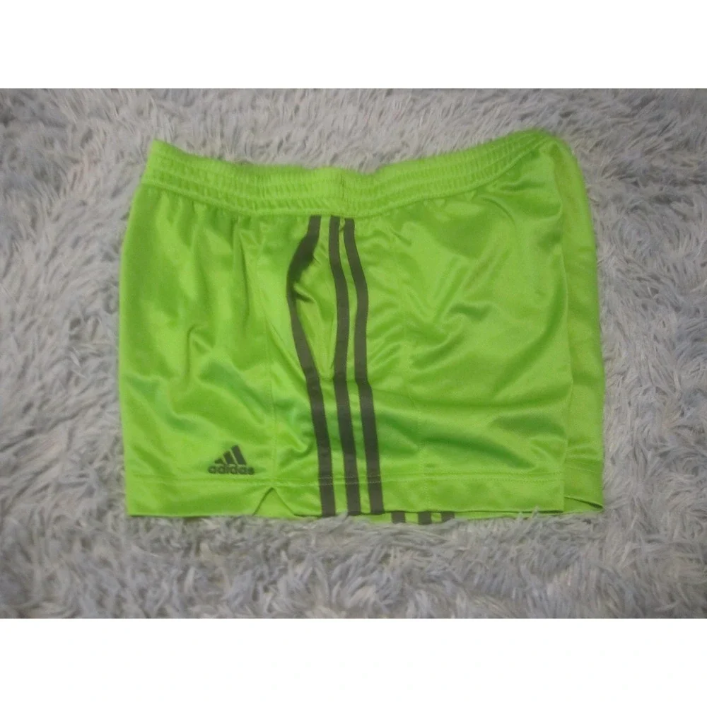 Adidas Shorts Mens Large Green 3 Stripe Athletic Running Training Mesh Gym